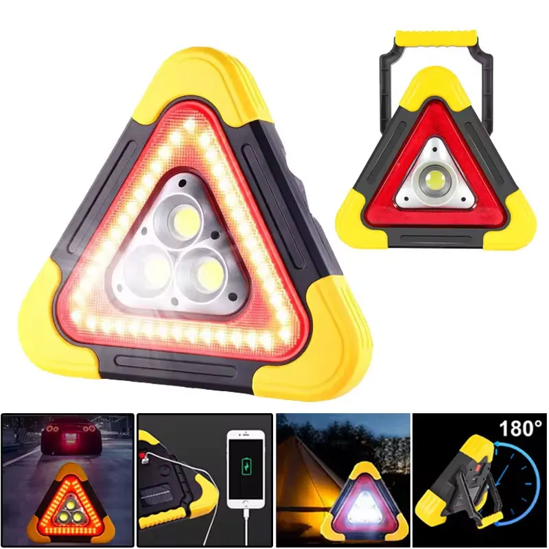 3 in 1 Solar Emergency Triangular Warning Light Safety Emergency Breakdown Alarm Lamp Portable Solar Light For Camping Workin