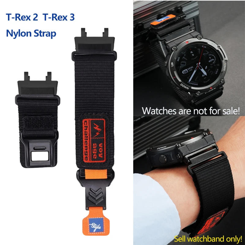 ل Huami Amazfit Smartwatch T-Rex 2/T-Rex 3 الرياضة في الهواء الطلق النايلون حلقة حزام ساعة اليد حزام Tyrannosaurus تنفس الفرقة سوار
