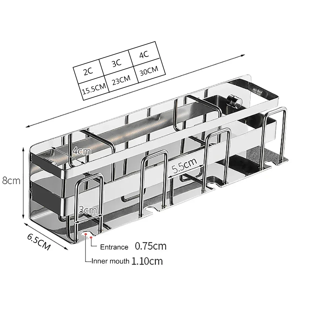 Bathroom Multifunctional Toothbrush Holder Stainless Steel Cup Holder Wall Mounted Toothpaste Rack Toiletries Storage Rack