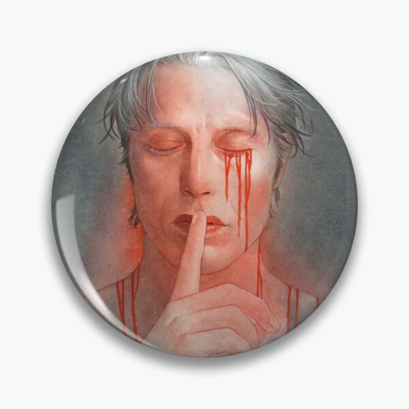 Eat The Rude Mads Mikkelsen Hannibal Button Pin Funny Hannibal Meme Brooch Badge For Backpack Accessories Decor Fans Gift 58mm