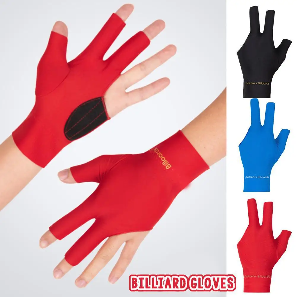 Gants de billard à trois doigts, mode coordonnante, main unique, élasticité, magasins non alds, accessoires de billard, I4m6