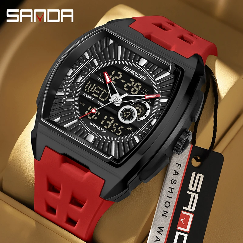 SANDA 5118 Reloj deportivo de moda 5ATM resistente al agua tres horas de tierra pantalla de luz nocturna despertador cronómetro cuenta regresiva