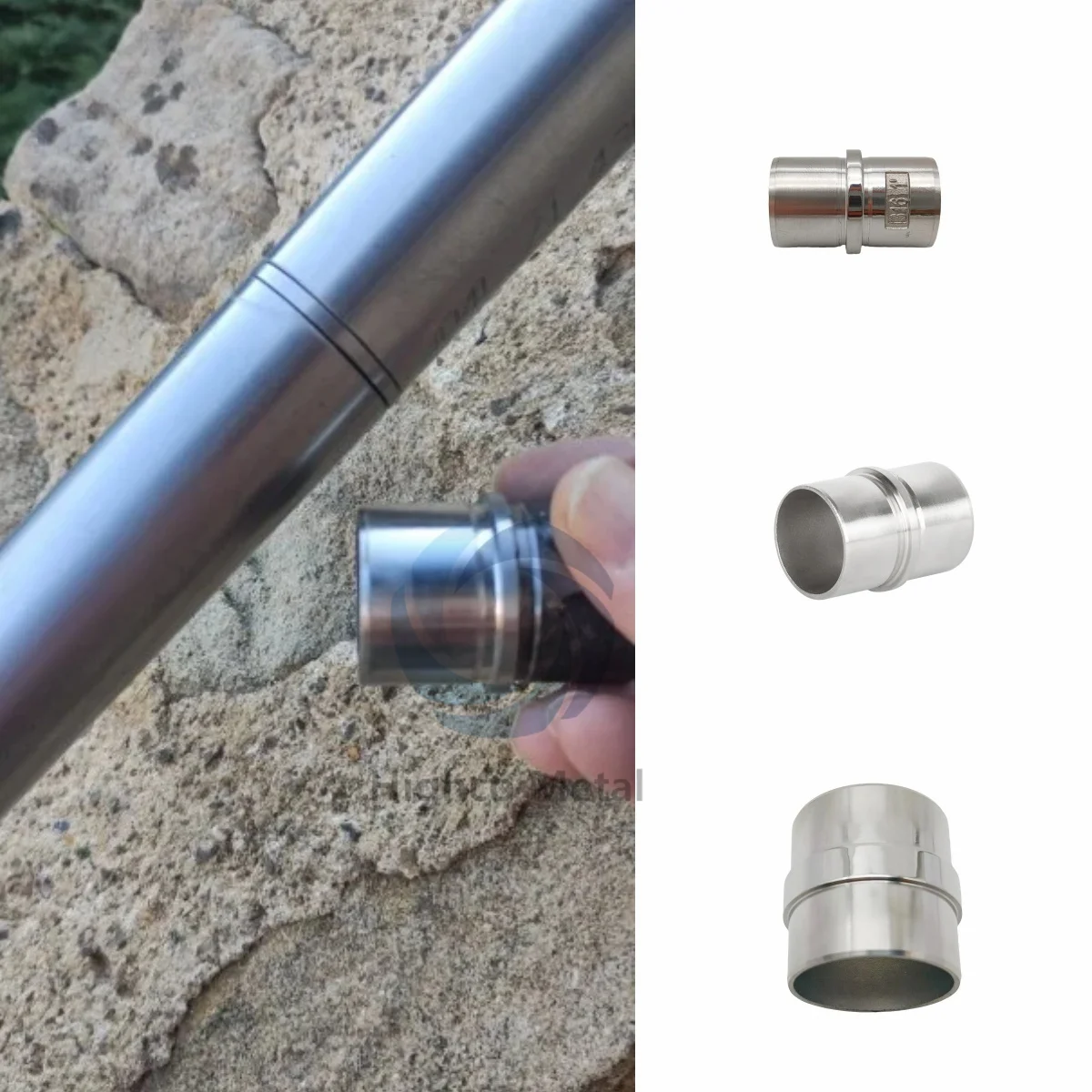 Conector de Tubo Reto em Aço Inoxidável para Corrimão de Escada, Polido com Espelho
