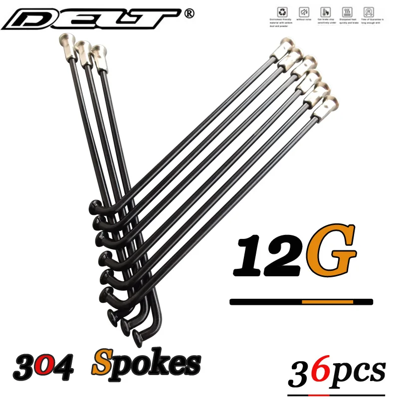 36 Pcs 12G E-Bike Cycle Bicycle Spokes & Nipples Stainless Steel Electric 108/112/127/136/176/200/202/211/213/225MM DELT