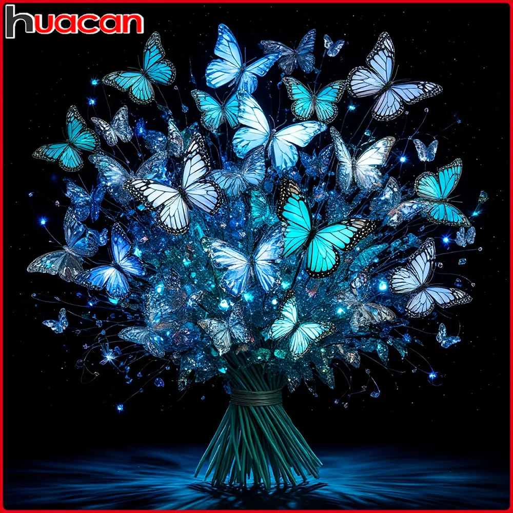Huacan Vollquadrat Rundes Diamantgemälde Schmetterling Diamant Stickerei Tier Komplettset Heimdekoration