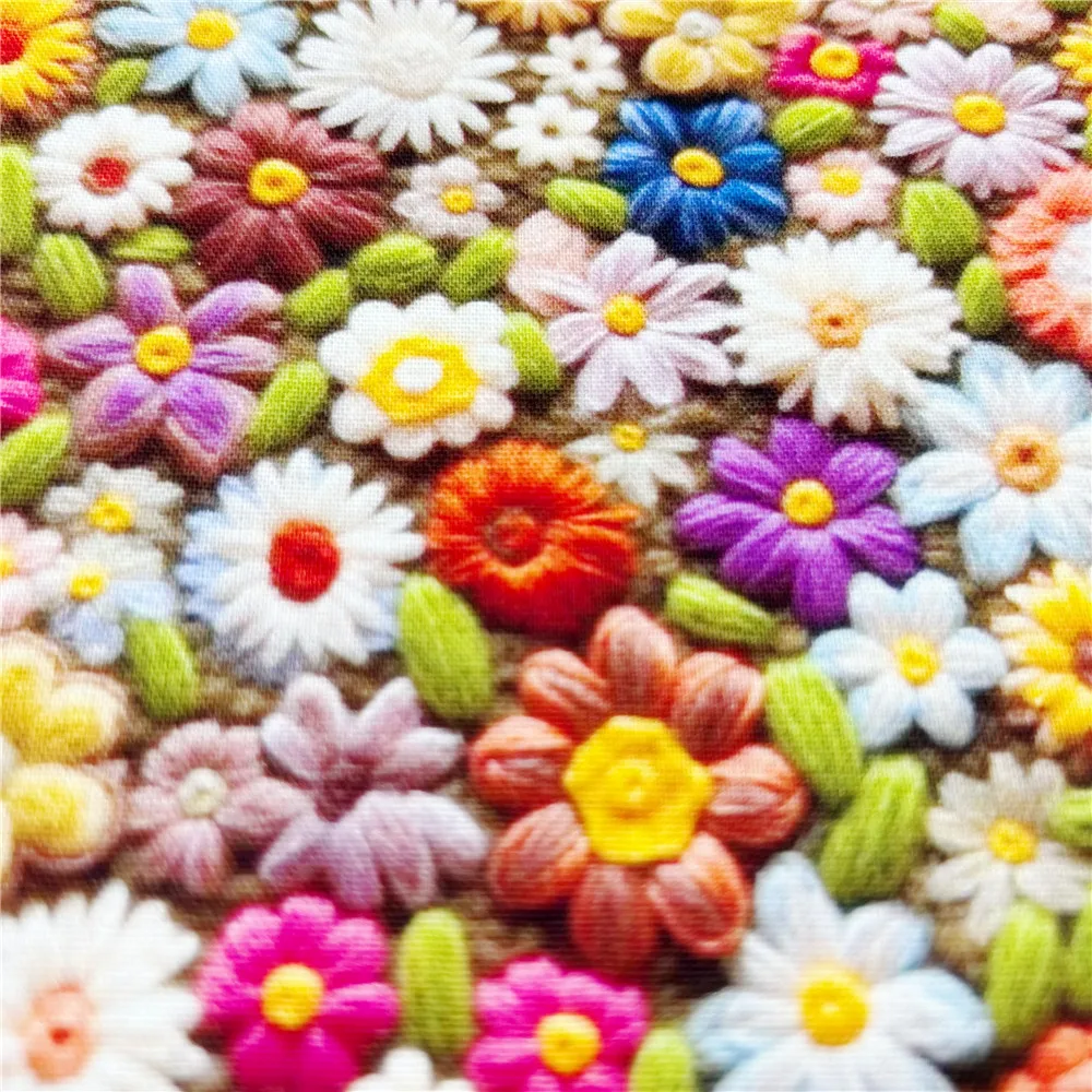 Colorful Mini Flower 3D Cotton Fabric Sewing Material Needlework Diy Cloth baby Dress skirt clothes handbag patchwork Material