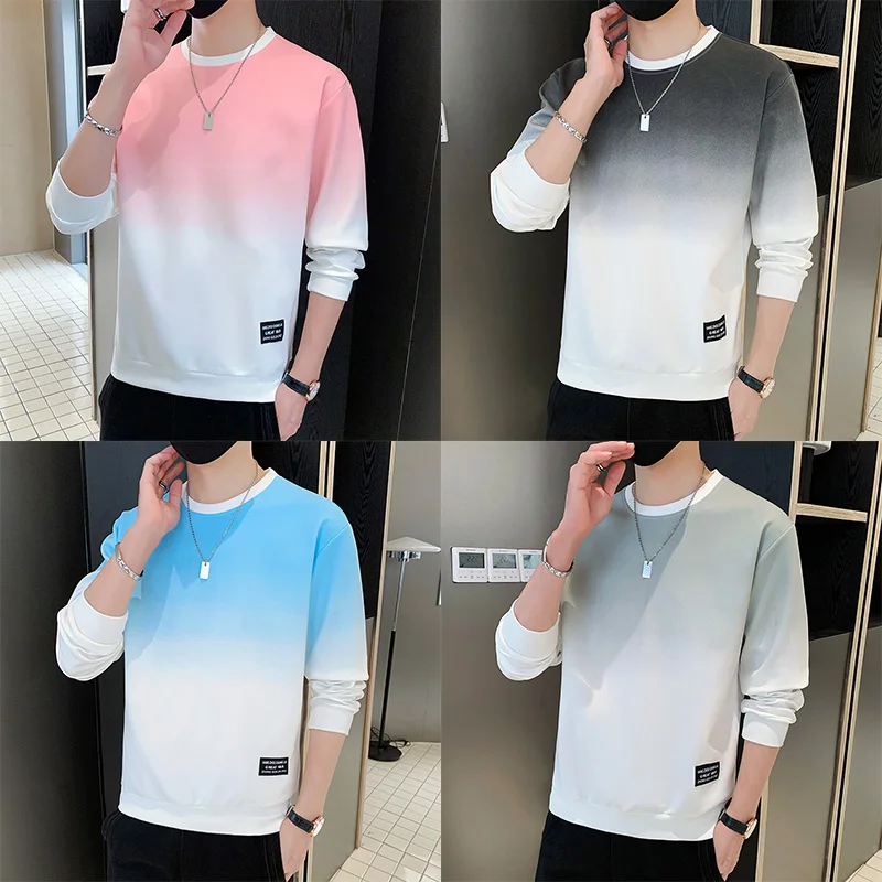 

Autumn Men Casual Hoodies Crewneck Shirt Long Sleeve Sweatshirt Hip Hop Patchwork Streetwear Mens Winter Pullover O-Neck Tops