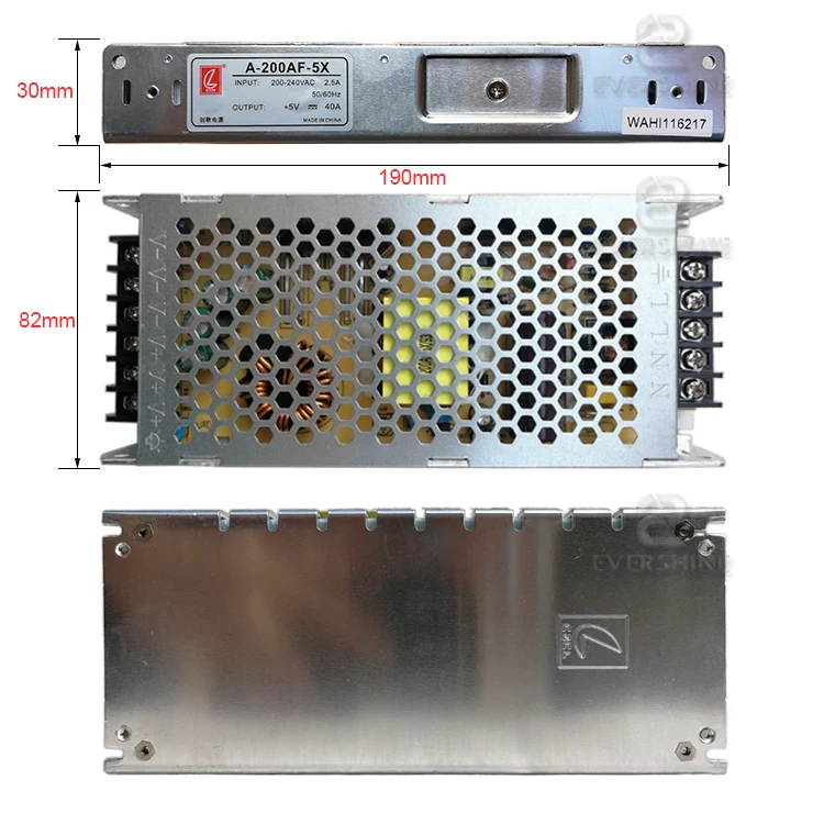 Imagem -02 - Fonte de Alimentação Especial de Comutação Ultra-fina Display Led Colorido cl A200af5 200w Entrada 110vac Saída 5v 40a