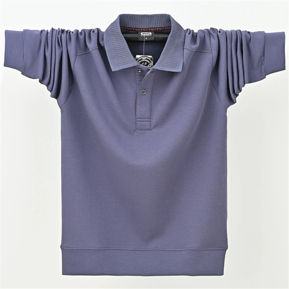 Spring Autumn Long Sleeve Polo Shirts Men Fashion Casual Solid Color Polo Shirt Male Big Size 7XL