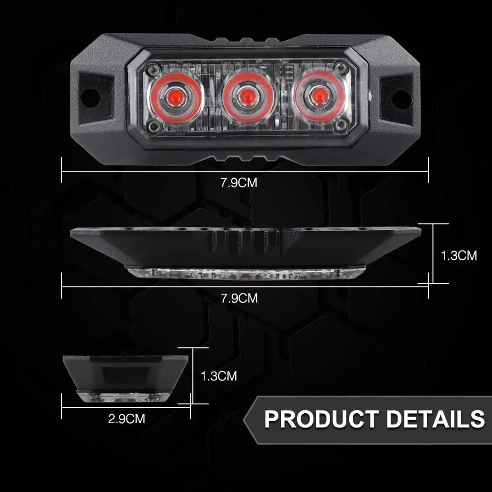 3 migające światła stroboskopowe LED do samochód ciężarówki Mini osłona chłodnicy LED awaryjny sygnał ostrzegawczy ostrzeżenie o zagrożeniu światła