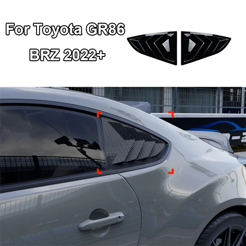 Triangle louver shark gill shaped rear window decorative window vent Glossy Black For Toyota GR86 BRZ 2022 + 2023 2024