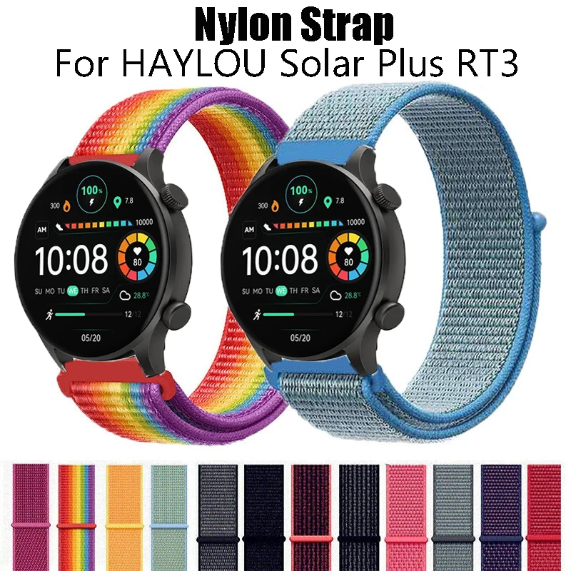 Nylon Loop Strap For HAYLOU Solar Plus RT3 Sport Band Quick Release Watchband For HAYLOU Solar Plus RT3 Replacement Bracelet