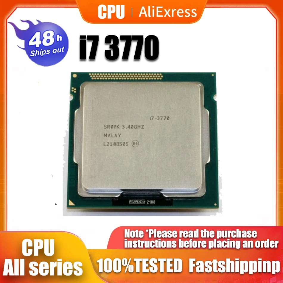 Used  Core i7 3770 3.4GHz SR0PK Quad-Core LGA 1155 CPU Processor