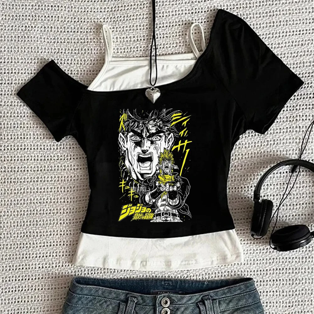Jojo's Bizarre Adventure crop top women japan clearance sales harajuku summer goth t shirt summer funny alternative