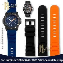 Universal Silicone Watch Strap For Luminox 3749 3801 3805 3603 3740 3501 Rubber Wristband 24mm Watch Belt Waterproof for Men