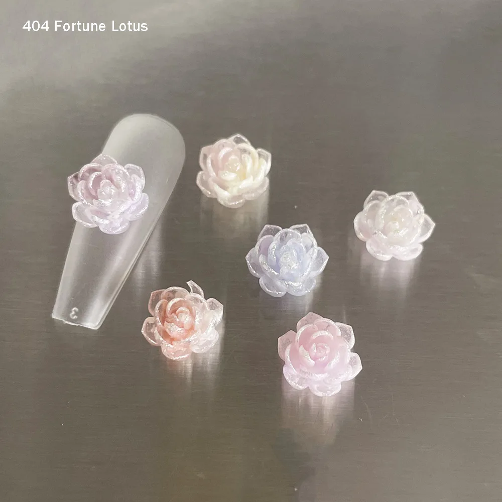 -Fortune Lotus- Adornos de flores de la suerte estilo Neo CN, el mejor diseño de flores de deseo, decoración de resina, mezcla de colores, florete Grace, baratija de uñas 404