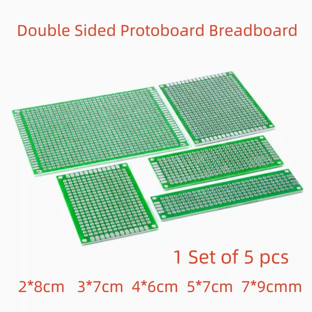 5Pcs/Set 2*8cm 3*7cm 4*6cm 5*7cm 7*9cm Double-Sided Protoboard Breadboard Universal PCB Experiment Circuit Board 2.54mm Green