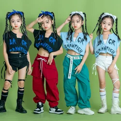 Children's hip-hop dance suit Children's open-navel jazz dance costume Girls' dance performance clothing Blast street fashion la