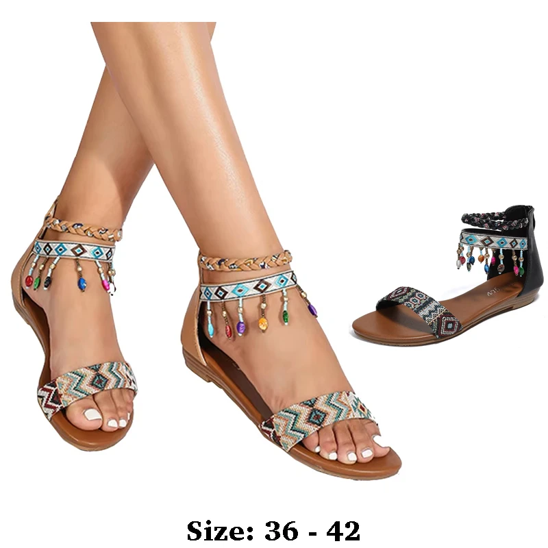 

High quality leather flat sandals for women 2.5cm low heel new summer 2025 36 42 open toe casual vintage shoe black brown