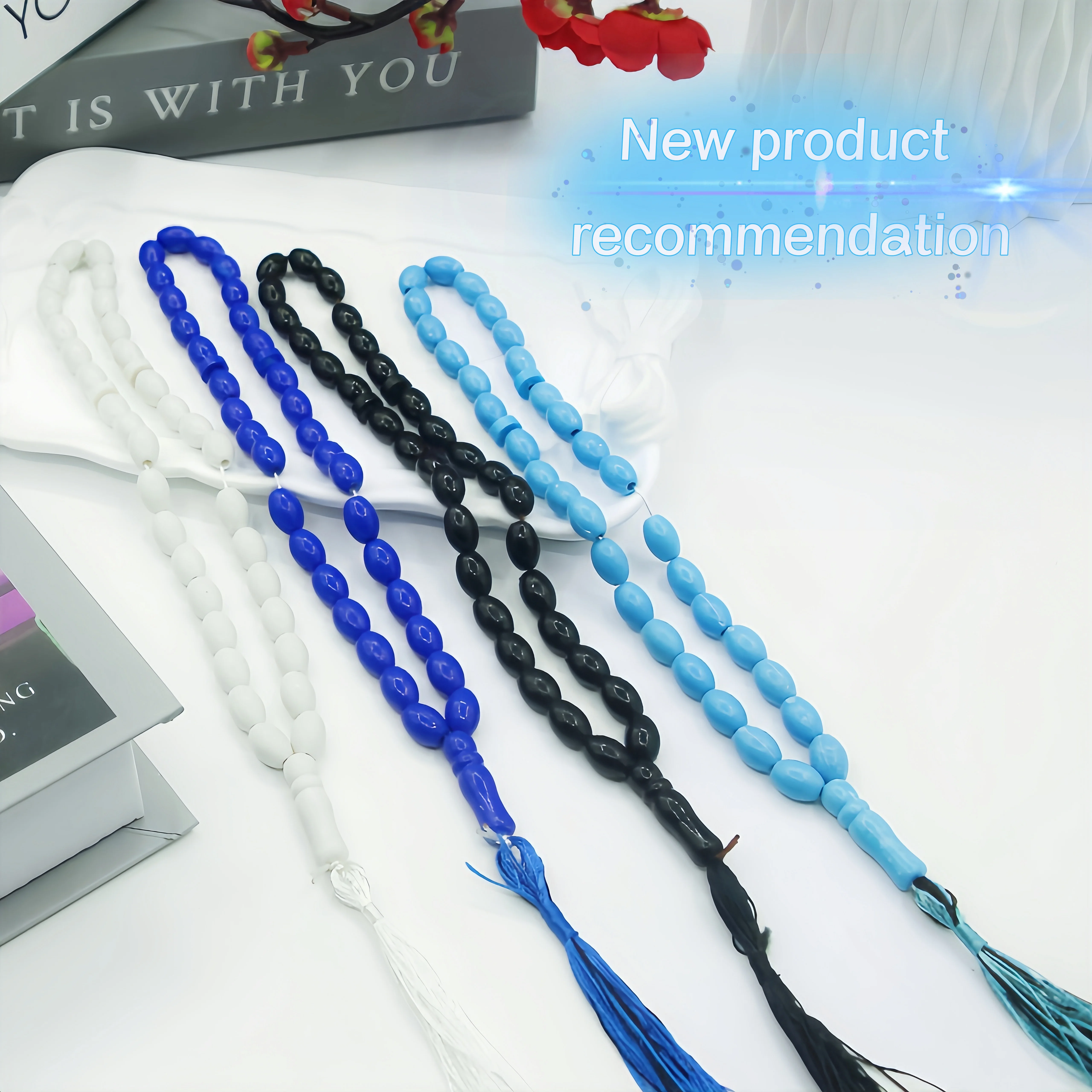 33 pieces of 8mm resin rice-shaped prayer beads, olive rice style beads for household use and portable hand-held prayer beads