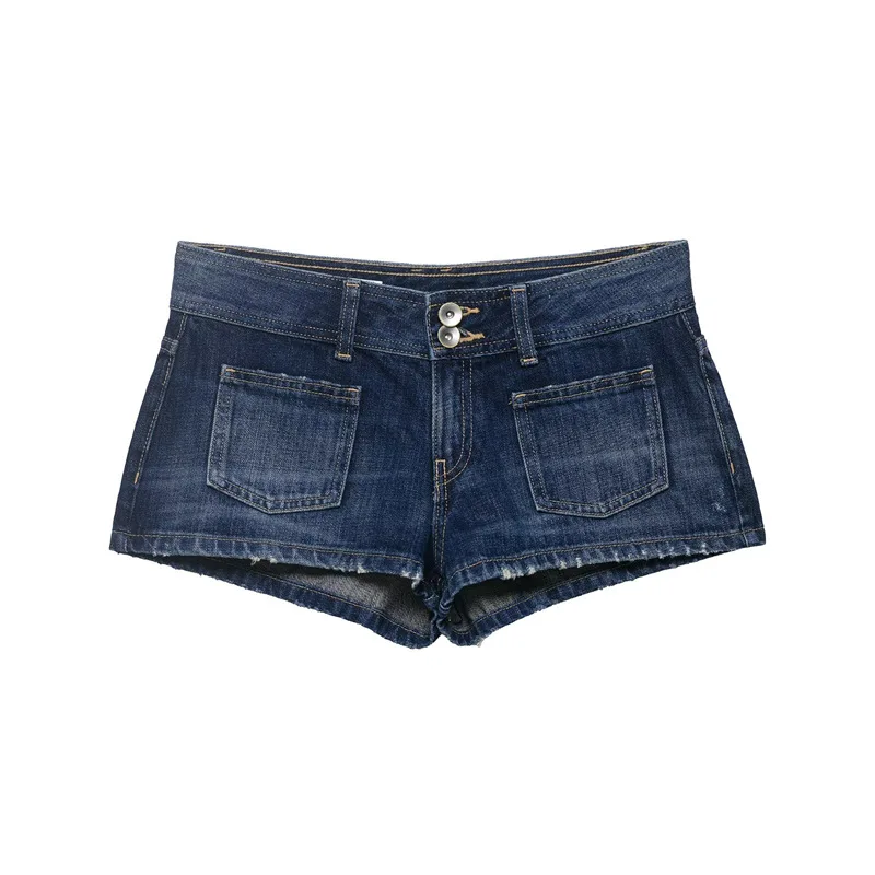 Withered 2026 New European And American Style Minimalist Low Waist Mini Denim Shorts