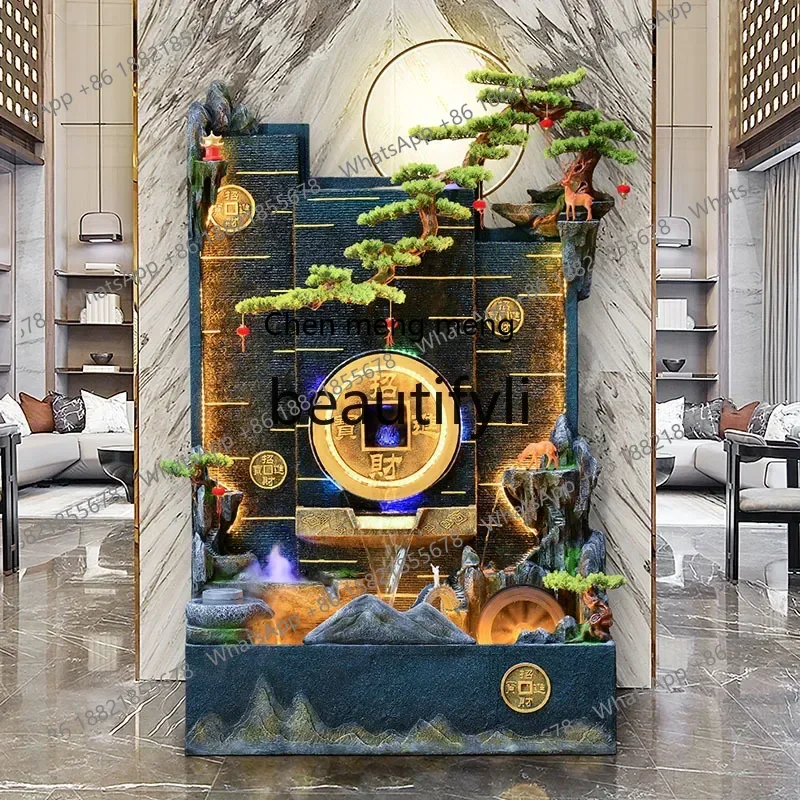 SS S7486 Chinese-style water curtain wall, fish tank, rockery, flowing water fountain ornament, circulating water landscape comp