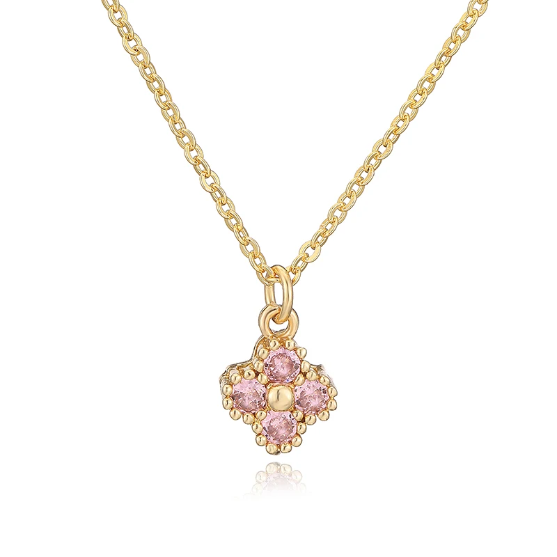 HECHENG, 18K Gold-plated CZ Stone Exquisite And Compact Flower Shaped Women\'s Necklace Collarbone Chain Dropshipping