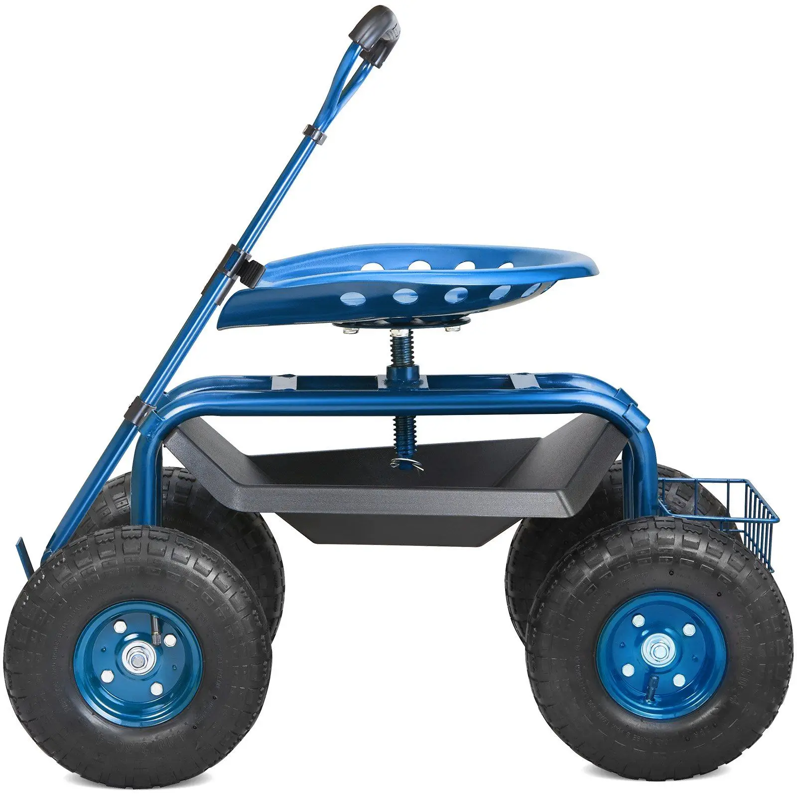 

Garden Cart Rolling Workseat with Wheels 360 Swivel Seat Gardening Stool for Planting Tool Tray Outdoor Blue