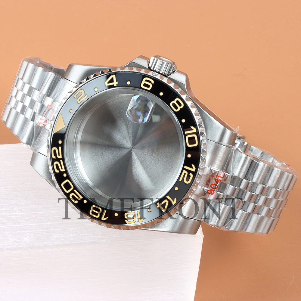 Fit Modified Seiko NH35 40MM Watch Case Classic 24 Hours Ceramic Bezel For GMT NH34 NH35 NH36 NH38 Movement 28.5mm Dial Jubilee image 3