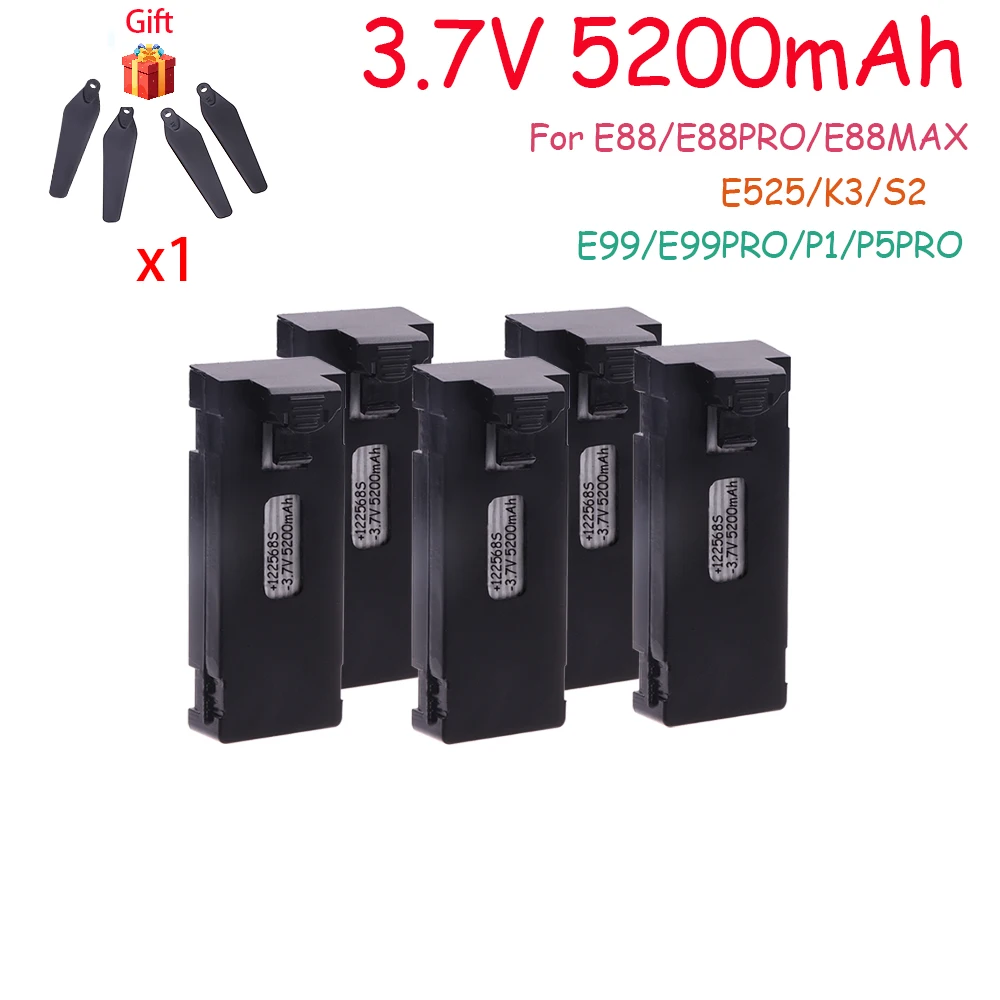 Upgrade 3.7V Drone Battery Accessory 5200mAh For E88 E88 PRO  E99 PRO E525PRO Mini Uav Drone Battery 4K Drone Spare Part Battery