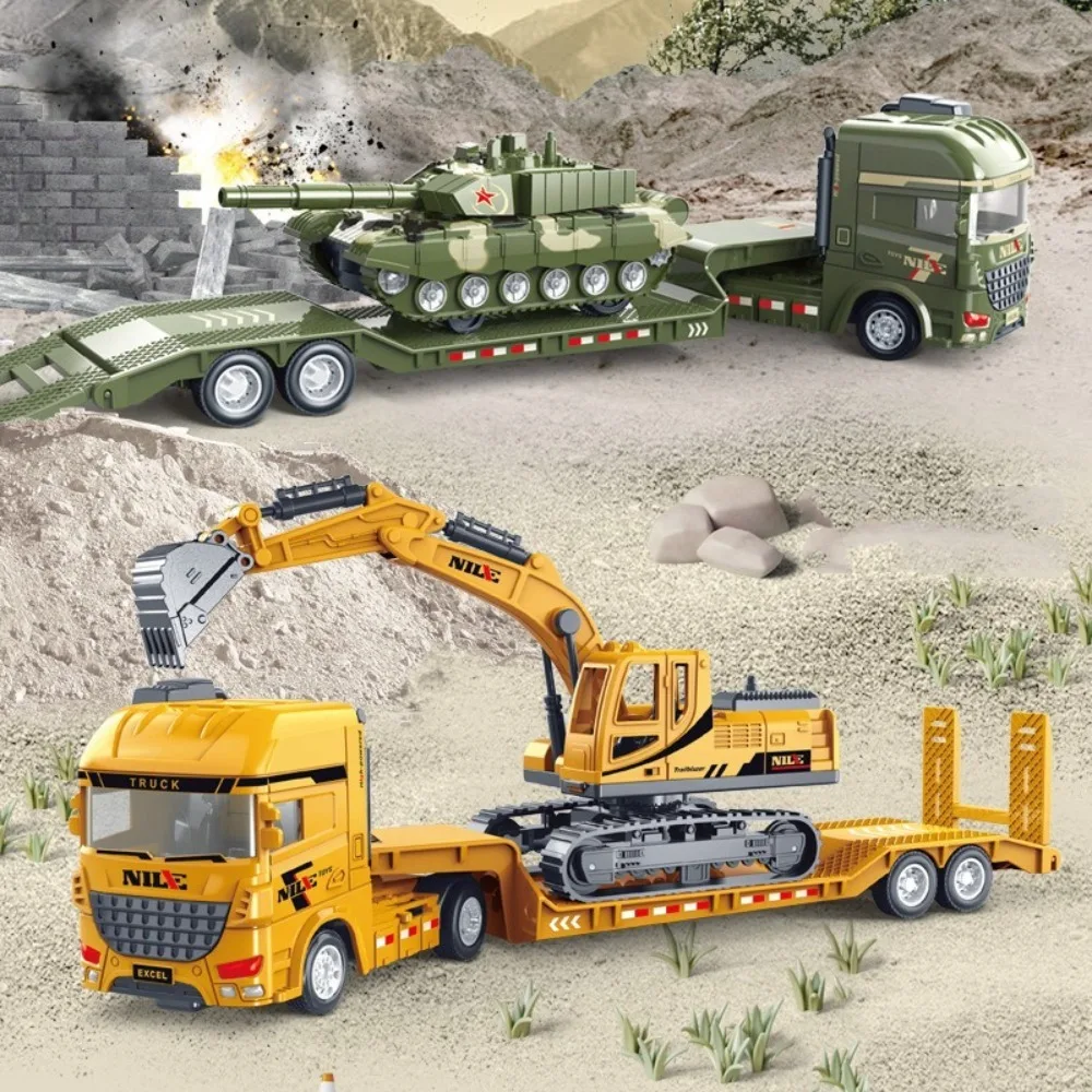 

Durable 1/50 Scale Construction Vehicle Toy Alloy Semi-carrier Transporter Car Toys Gifts ​Interactive Engineering Toys for Kids