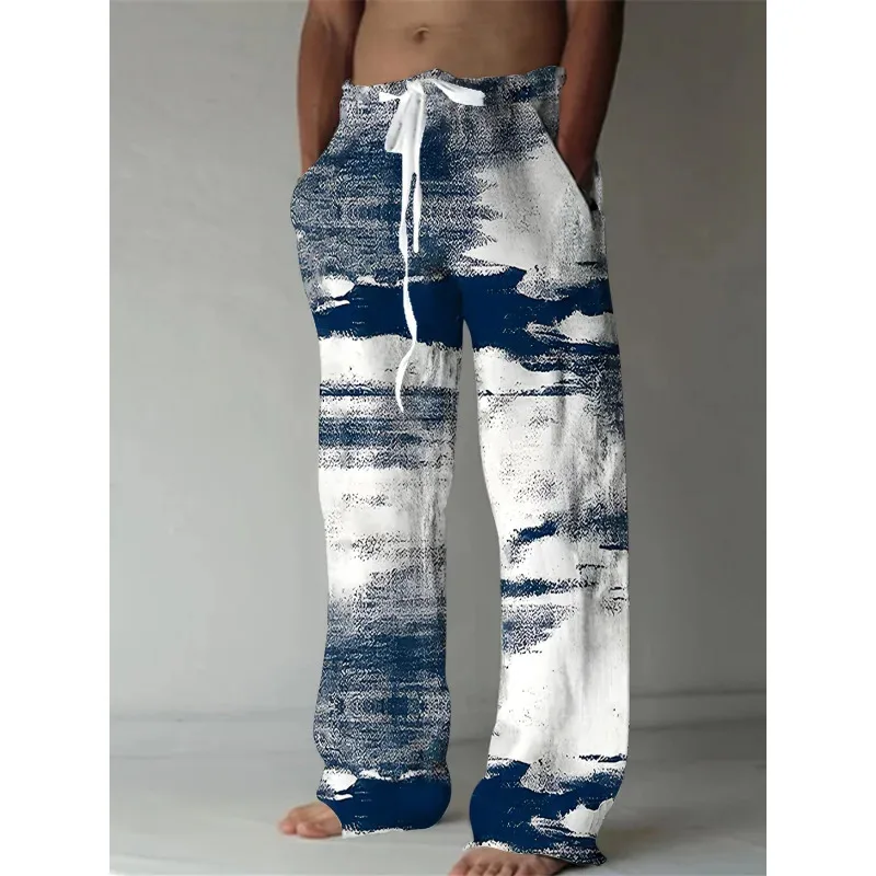 

Мужские модные повседневные брюки, удобные 3D-принтерные узоры, повседневные широкие брюки, дышащие пляжные летние активные отдыха