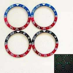 38mmx30.6mm Curved Blue and Green Luminous Bezel Insert Ring Fit SKX007 SKX009 SRPD GMT SUB Watch Case Men Watch Ring Refit Part