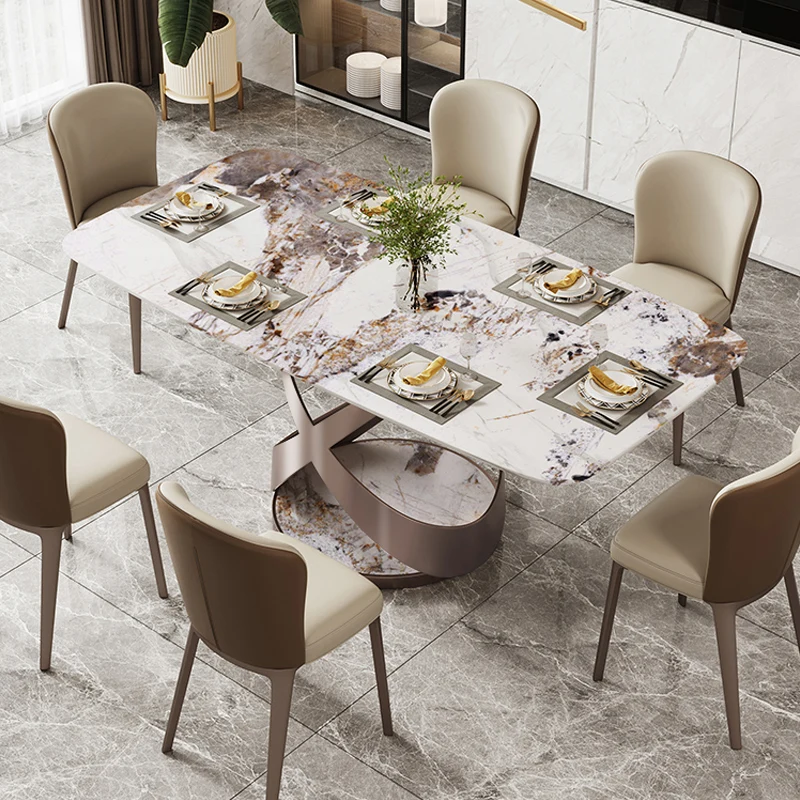 Light Luxury Bright Rock Plate Dining Table