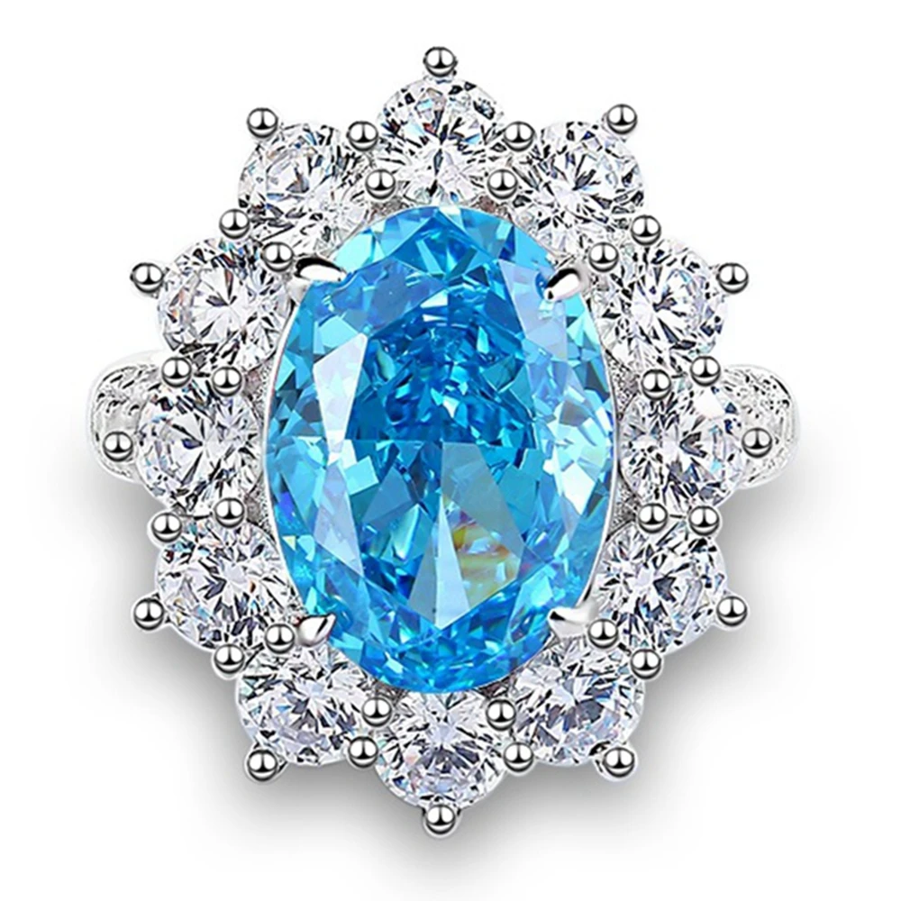 Imagem -02 - Wong Rain-oval Rubi Aquamarine Anel de Pedras Preciosas para Mulheres 925 Prata Esterlina Diamante de Alto Carbono Coquetel 10x14 mm