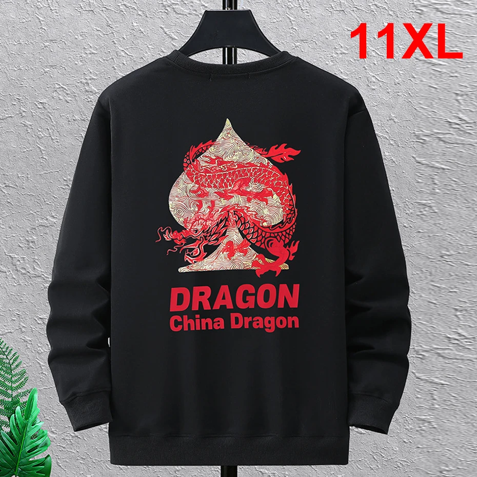 

2024 New Year's Sweatshirt Men Chinese Dragon Year Sweatshirts Plus Size 11XL Dragon Pullover Male 2024 Sweatshirt Big Size 11XL