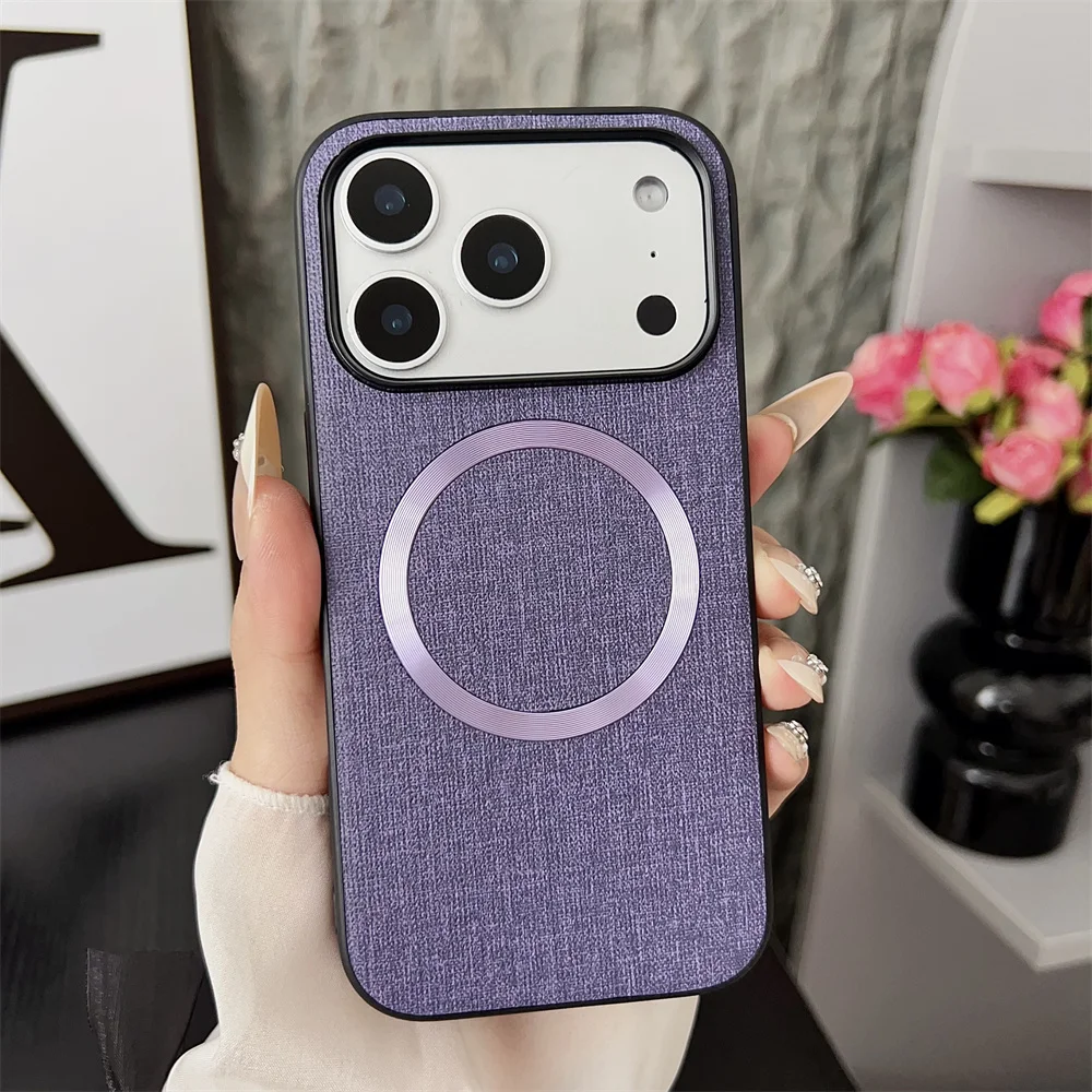 Funda de teléfono con patrón de tela Retro para iPhone 17 Air 16 15 14 13 Pro Max Plus, funda protectora de carga magnética, funda trasera