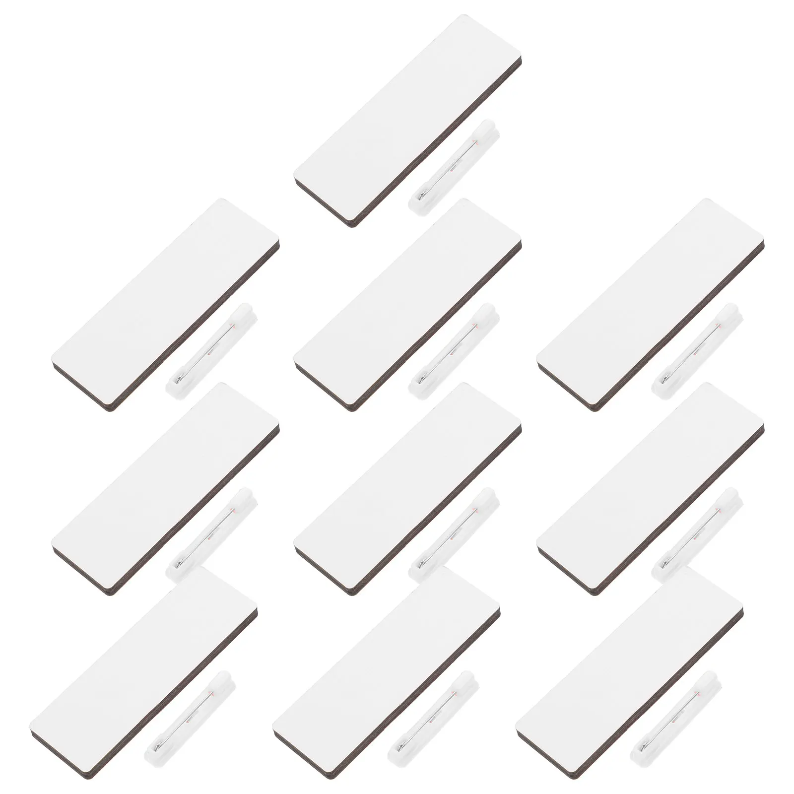 10 Pcs Blank Badge Card Name Badges Identification Gold Tags Diy Pins Wooden Plate