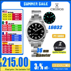 Cronos-reloj mecánico automático para hombre y mujer, cronógrafo deportivo de 36mm, serie Explore Climbing, Unisex, 10bar