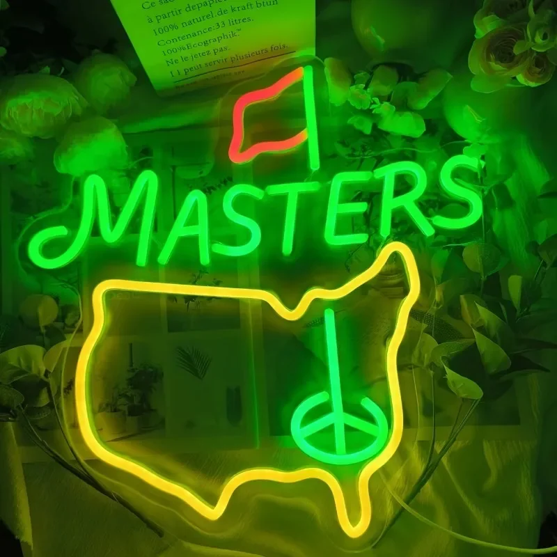 Golf Theme Neon Sign Handmade Green Dimmable Masters Neon Light Wall Decor for Gym Bar Party Ball Sports Club Logo Signs Gifts