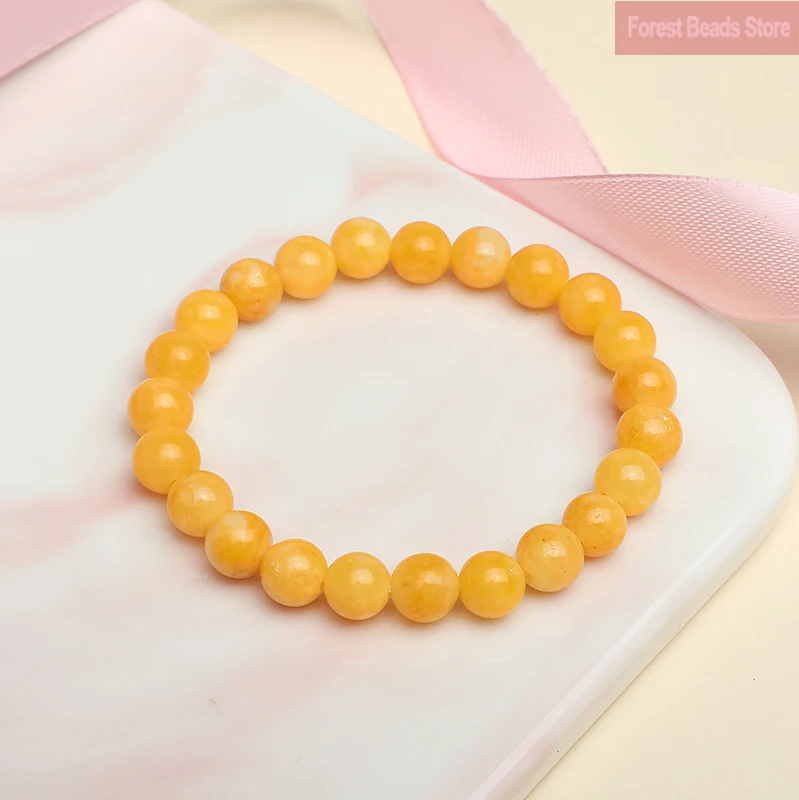 Natural Yellow Chalcedony Bracelet Jewelry Stretch Bracelet Men\'s Women\'s Clothing Accessories Jewelry Pulseras Gift 6/8/10/12mm