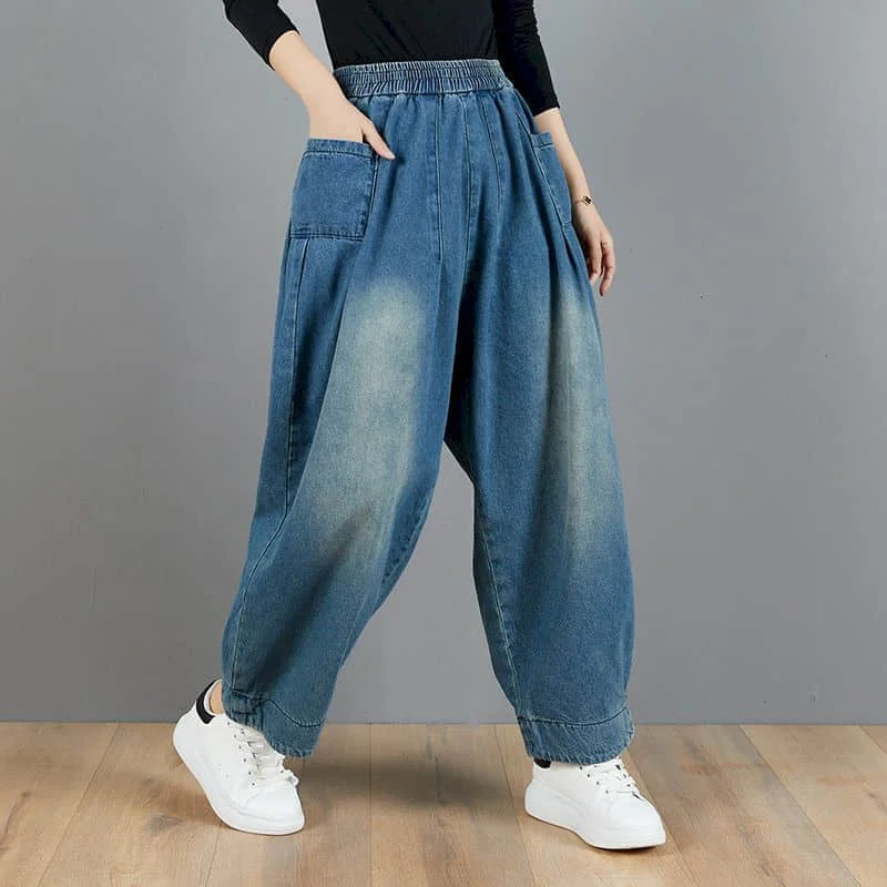 Baggy Jeans Women Oversized Casual Loose Artistic Harem Pants Vintage Clothes Aesthetic Elastic Waist Streetwear Women Clothing
