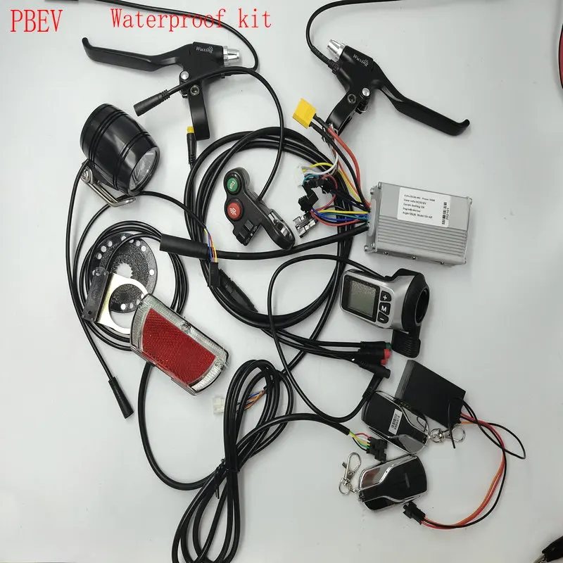 Electric Bicycle MTB Trike ASSEMBLY/CONVERSION KIT Controller+Display 124+Front LAMP+Tail Light+BRAKE LEVER+ Waterproof Cable