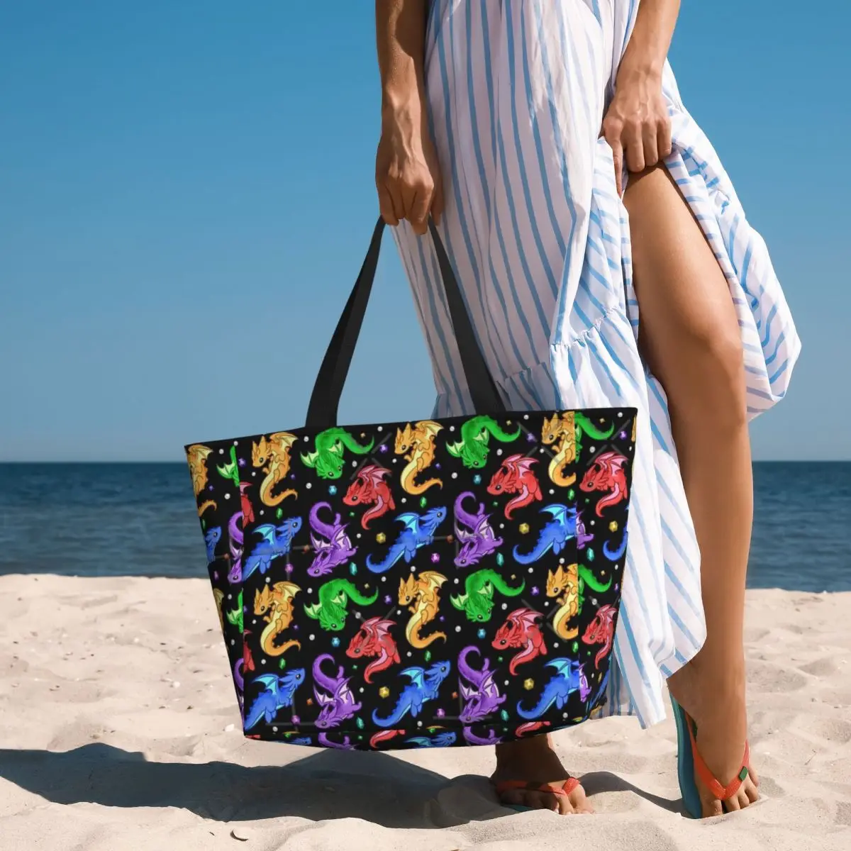 Torba podróżna na plażę Gem Dragon Pattern, torba materiałowa Popularny codzienny prezent urodzinowy o dużej pojemności Wzór w wielu stylach