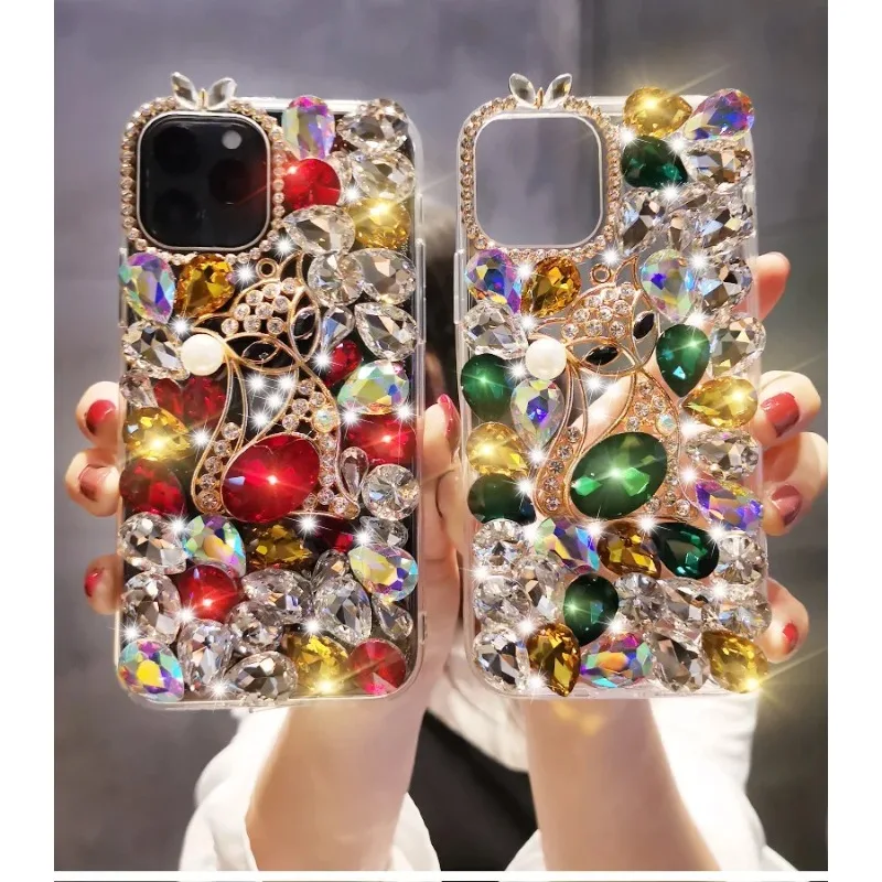 

Cartoon Fox Full Diamond Case for Xiaomi 12 13 14 and Redmi Note 10 11 12 13, Bling Rhinestone, Soft Back Cover