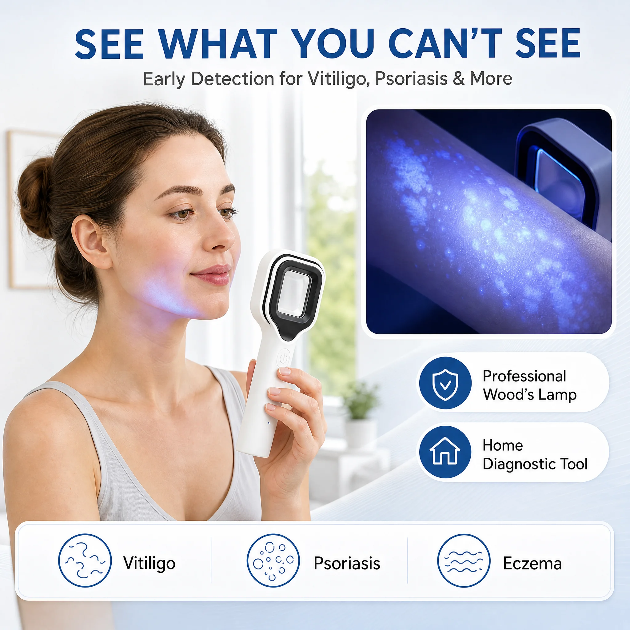 Woods Lamp Skin Analyzer For Skin UV Magnifying For Beauty Facial Testing Wood Lamp Light Skin Analysis Vitiligo Detection Lamp view 2