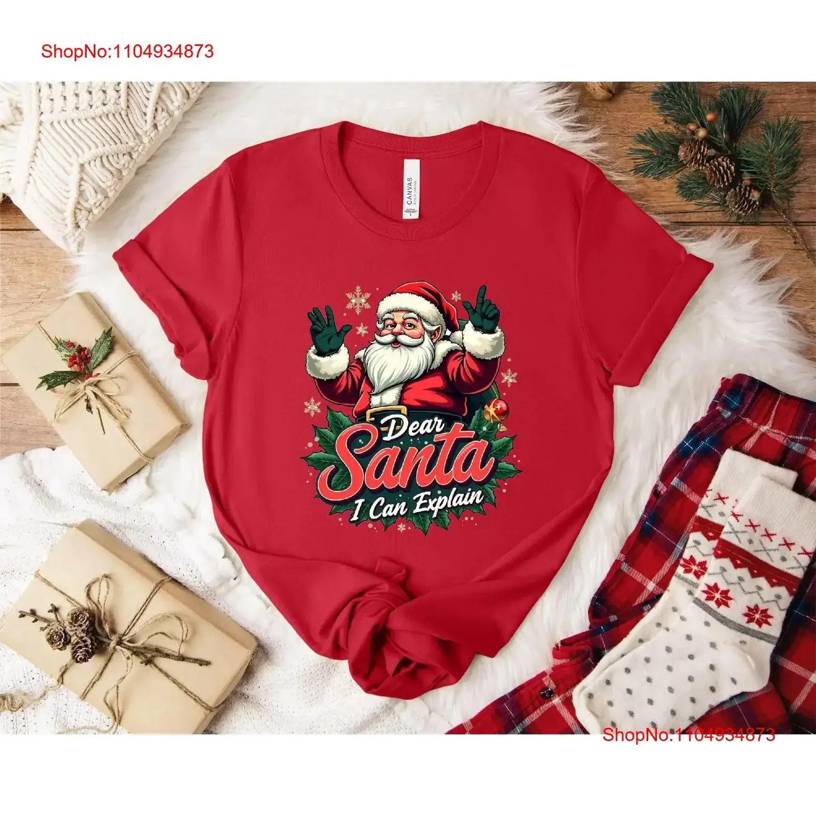 

Dear Santa I Can Explain T shirt Merry Christmas SweaT Funny Holiday Party Festive Apparel vintage Washed homme Casual