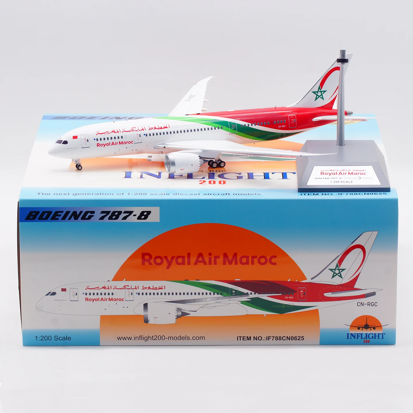 

IF788CN0625 Коллекционный самолет из сплава в подарок, INFLIGHT, 1:200 RAM Royal Air Maroc Boeing B787-8, литая под давлением модель самолета, реактивная модель CN-RGC