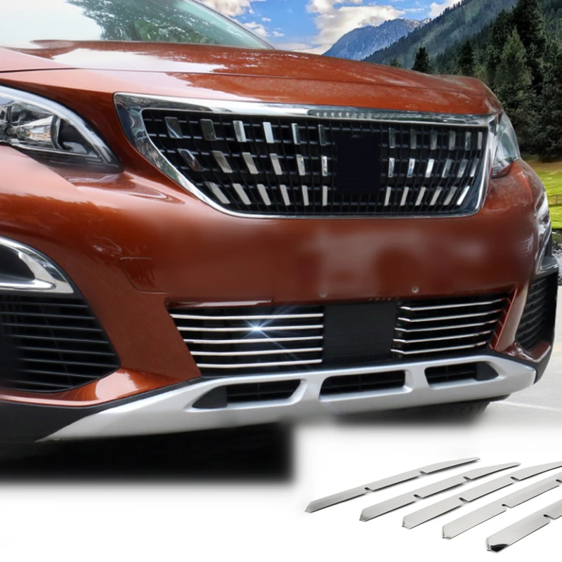 

Car Accessories for Peugeot 3008 GT II 2016 2017 2018 2019 Stainless Steel Front Grille Molding Strips Bottom Cover Trim