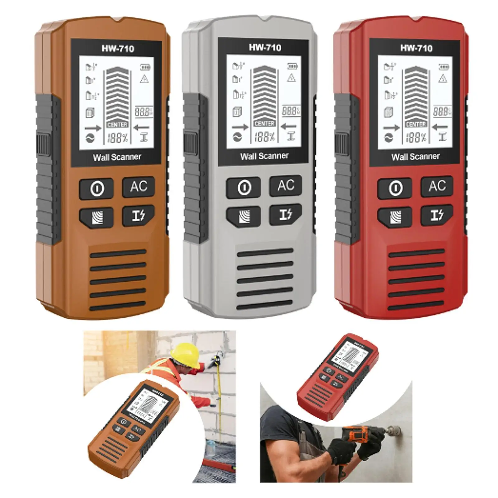 

5 in 1 Stud Finder Wall Scanner LCD Screen 5.9x2.6x1.2inch Portable for